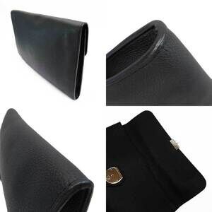 Gucci Silver Leather Bag Clutch Black